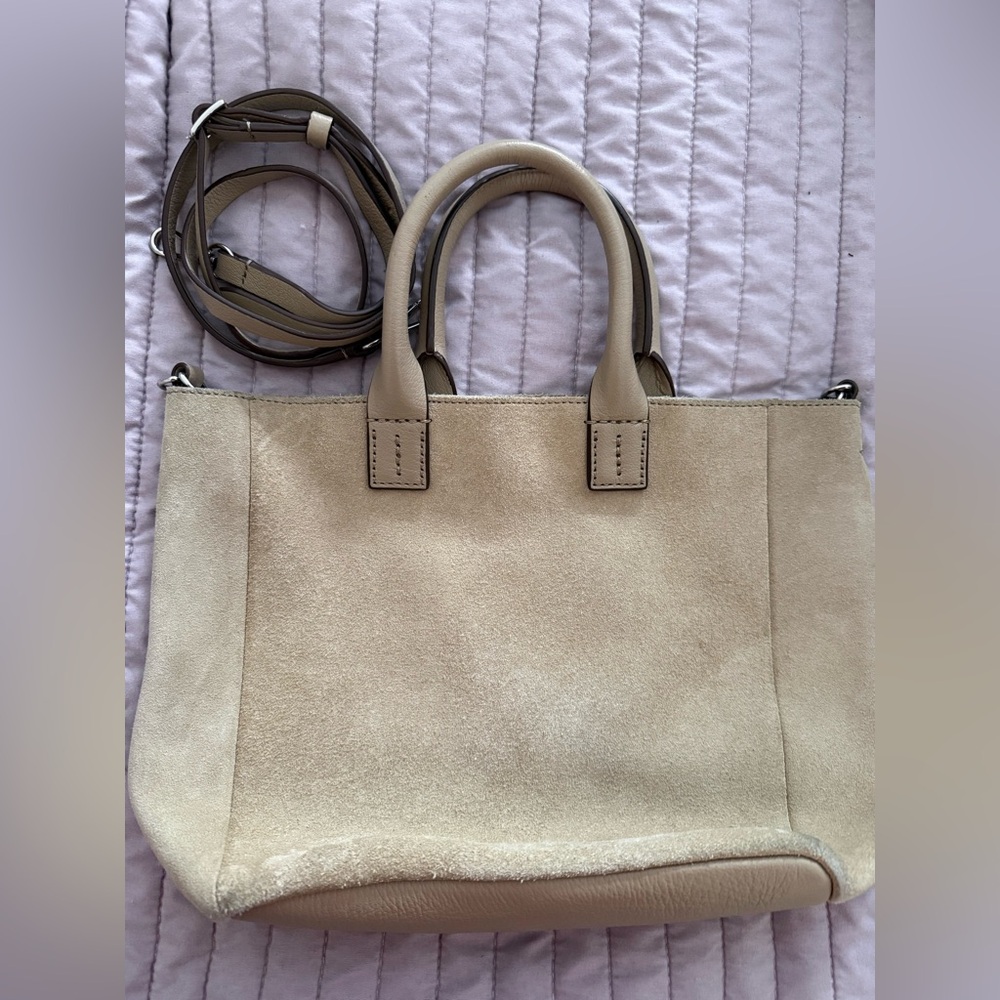 Suede Cream Handbag with strap